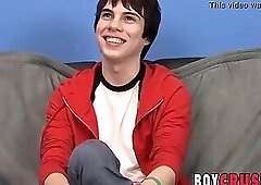 Twink interviewed for solo masturbation