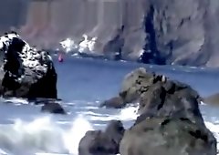 Man jerking on the beach