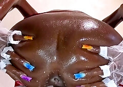 Wet Pussy Creampie On Her Huge Dildo.