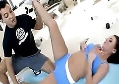 Sophie Dee seduces and blows her trainers hard cock