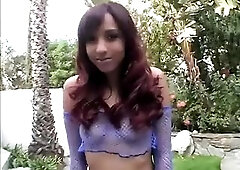 Lascivious redhead playgirl with a breathtaking body sucks large wang like a pro and gets her hairless vagina rocked hard until a facial spunk flow.