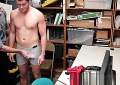 Thief jerks and cums for mall cop