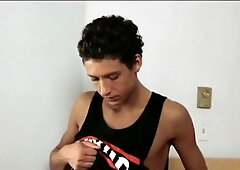 Beautiful slender boy jacks his big cock