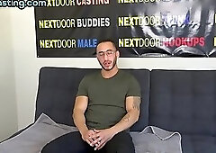 Hairy cock amateur jock wanks his hard dick on casting