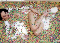 Titty Brunette Maddy May Rubs Her Clit & Drills Herself with a Pink Dildo Solo