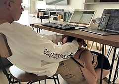 cute gf sucks my dick while I try to work / Soft porn