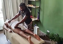 The Hunter Black gives a hot rubdown in the office