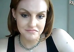 brunette american transwoman with small cock toys ass on webcam