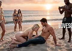 Blond Sucks Dick On The Beach (AI)