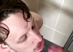 Urinal fag drinks piss from multiple guys
