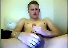 Cute pale hairless twink jerks off