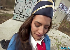 POV Outdoor Cospay Sex from Public Agent - Cum Fly With Me part 2 - Martin Gun and Flight Attendant Coco Bae