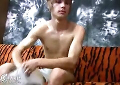 Uber-Cute teenager dude unclothes bare and stuffs up his ass