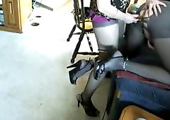 Horny girl fucks CD with strap on