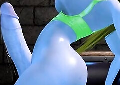 Futa Allison Riding a Ebony Sex tool at The BASEMENT (Allison MODEL)
