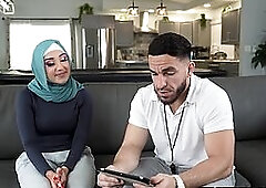 Arab teen with hijab Violet Gems gets focus lessons from her soccer coach