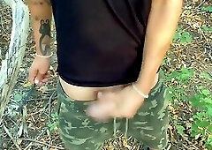 Cock Sounding and Jerking off in the Forest