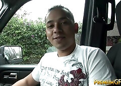 Facialised bukkake slut takes cumshots