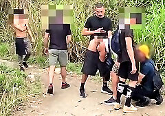 I took two straight friends to fuck my ass without a condom in a place where men usually hang out.