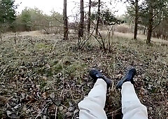 Danish Lad Plays With His Wood In The Woods