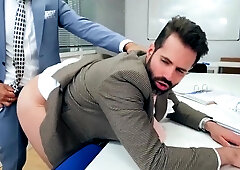 Bearded lad with a great ass fucked by his hung boss
