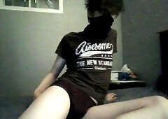 Uber-Cute femboy unwraps in front of you before going to couch