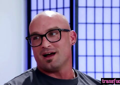 Shemale Haven Rose fucked hot babe Jesse Pony and her big cock boyfriend