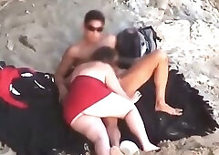 Chubby Niece devours cock on the beach