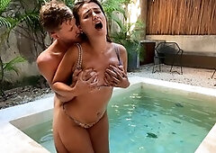 Romantic sex, pool
