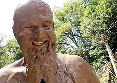 Hairy teddy Takenga Paru shows off his huge dick while getting off