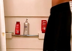 Twink strips naked to tease and shower