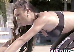 Asian TS Venus is passionate about her yoga workouts