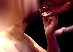 Blowing smoke on daddy dick