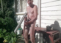 Steve Soapy Wanking Outside 4 Min