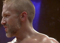 Grappling jock shaft inhaling before facial cumshot