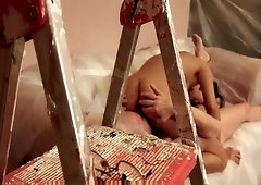 Young girl suck chubby old dick and gets its cum