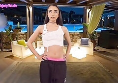 Flirty party girl gives hypnotic ASMR experience with her small converse and soft whispers