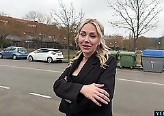 I meet a blonde babe in the middle of the street and we fuck in public