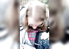 Hot overweight chunky golden-haired big beautiful woman mother i'd like to fuck in glasses with large lips gives slim tattooed man deepthroat kno