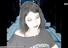 Badass emo goth DaniTheCutie strips down and gets it on with a machine for cash