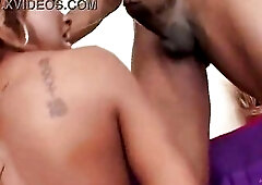 Her ebony booty is so large that it takes 2 hard jocks to please it