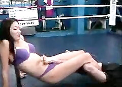 Japanese girl Amrita fights Brit guy beats him and humiliates him