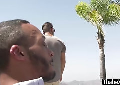 Nasty TS beauties having group anal sex in the pool