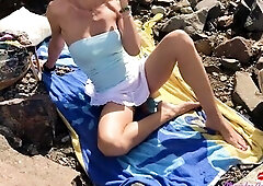 T-Girl makes lover come on her charming feet and comes herself (ejaculation)