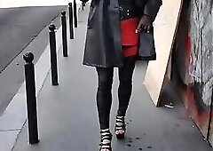 transsexual walk with wiz outdoor in paris