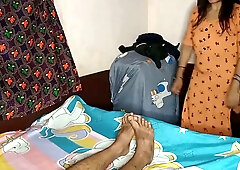 Redheaded wife rides her dark-skinned husband on a cartoon-themed bed