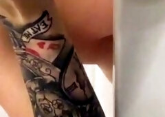 Amateur busty brunette masturbates and does hand job