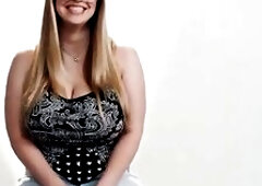 Giant boobed obese floozy satisfying her hungry snatch