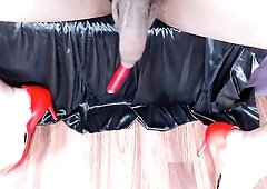big beautiful woman transsexual foreskin docking play with red lipgloss