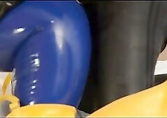 Guy In Rubber Fucking Another Guy In Rubber W/ A Silicone Cock